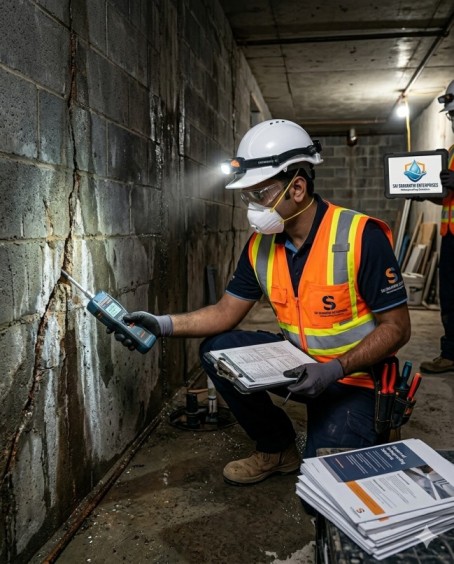 Basement Waterproofing Services in Hyderabad by sai Sravanthi Enterprises