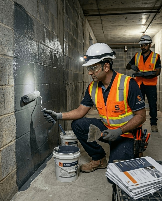 Basement Waterproofing Services in Hyderabad by sai sravanthi enterprises