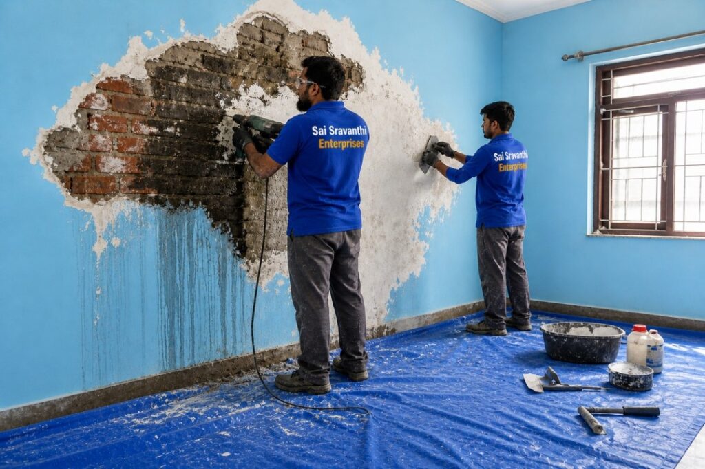 Wall Seepage Treatment in Hyderabad by Sai Sravanthi Enterprises