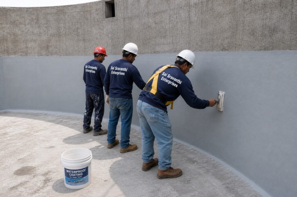 Watertank waterproofing services in hyderabad by sai sravanthi enterprises